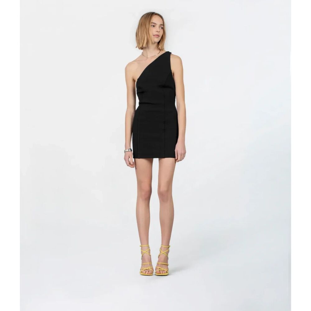 Gauge81 Black Colorado One-Shoulder Jersey Mini Dress Women's Size Small NWT